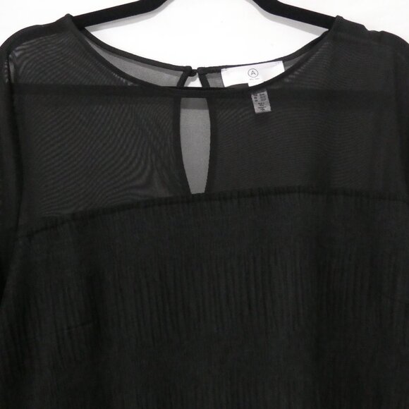 ADDITION ELLE - A | size 2X | Elegant Lined Sheer Black Blouse | Keyhole Back - Picture 4 of 14